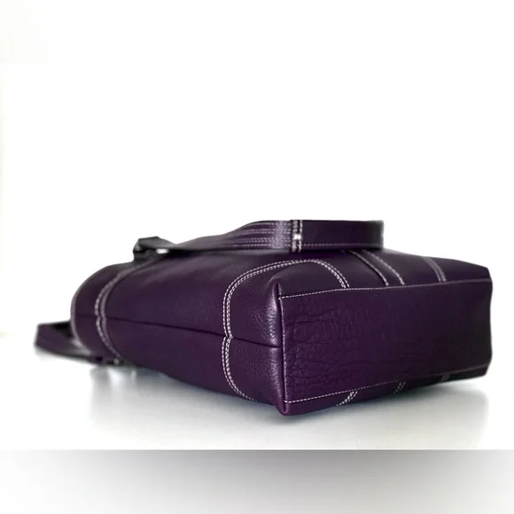 Vintage Coach Hamptons Turnlock Tote F13959 Plum Pebbled Leather - Picture 9 of 13